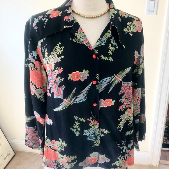 Vintage 1960s Bonafide Manifesto Blouse Size L - Picture 1 of 4